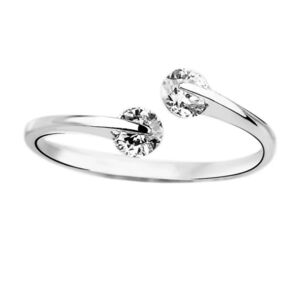 Simulated Diamond Bypass Ring | White Gold Plated Sterling‎ Silver